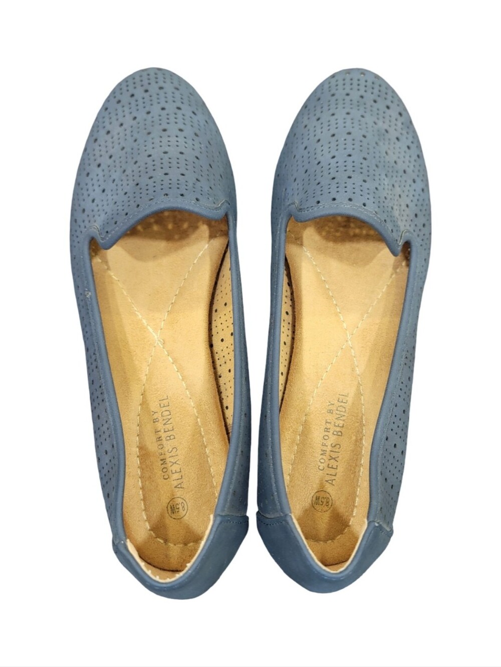 Alexis Bendel Preppy Perforated Comfort Loafers Blue Slip On Flats Women’s 8.5W - Picture 5 of 17